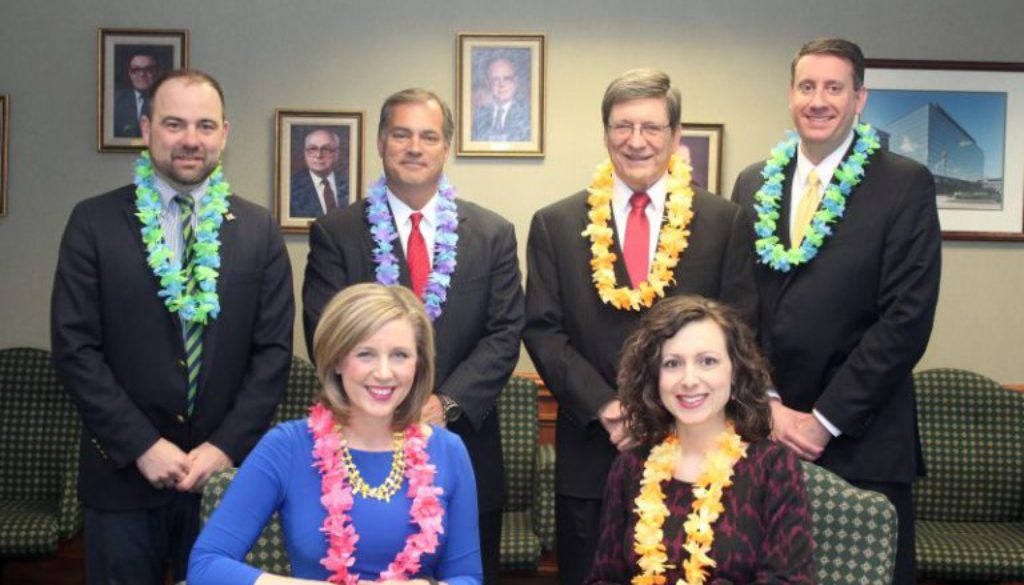 From-left-Jason-Koegler-Todd-Clossin-Stephen-Greiner-Jeremy-West-seated-Rachel-Dierkes-Angie-Zambito-Hill-768x546