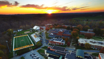 Campus Stadium Sunset Composite drone web