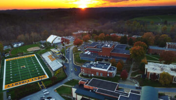 Campus Stadium Sunset Composite drone web 2